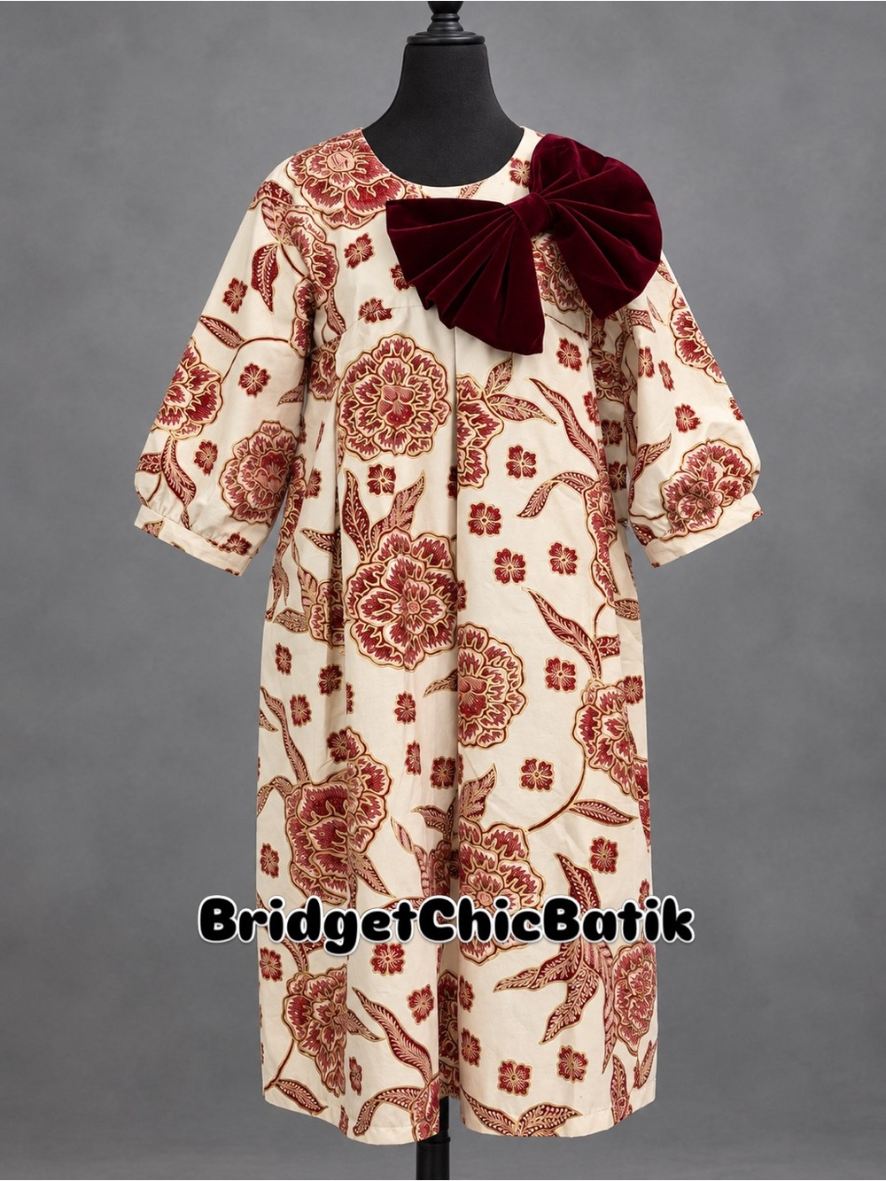 White & Red Floral with Velvet Bow